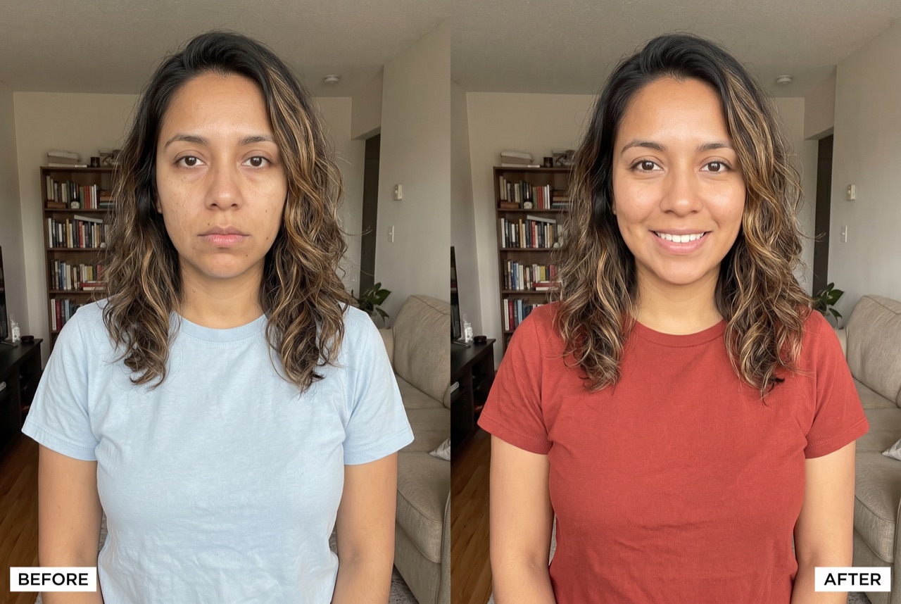 Before and after: light blue versus terracotta